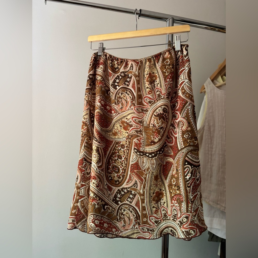 1990s Paisley Midi Slip Skirt
